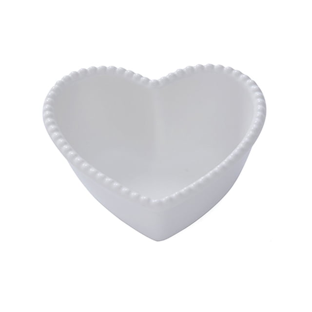 CHOOLD Ceramic Heart-Shaped Pudding Bowl Dessert Ramekin (Pink/White)