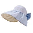 thumbnail image 4 of Cutuoiiu Women Solid Color Foldable Wide Brim Bucket Sun Hat, Rear Bowknot Lightweight Adjustable Beach Travel Sun Shade Hat, 4 of 6