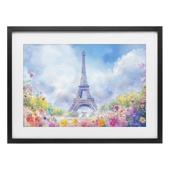 Stupell Industries Rainbow Spring at Eiffel Tower Black Framed Print Under Glass, design by Creative Studio