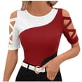 thumbnail image 2 of Jienlioq Hauts pour Jeunes Femmes Tendance Manches Courtes Col Rond, 2 of 5