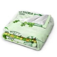 thumbnail image 4 of SPXUBZ St. Patrick's Day Throw Blanket - Gnome Shamrock Flannel Blanket for Sofa Couch Bed, 4 of 7