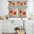 thumbnail image 3 of Vintage Tulip Kitchen Curtains Valances and Tiers Set of 3 Farmhouse Retro Orange Yellow Blue Flower Barn Door Tier Curtains and Valance with Rod Pocket for Small Windows, 27.5"x36", 3 of 9