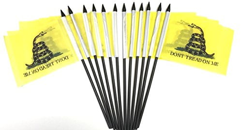 4x6 12 Polyester Flags Gadsden Black & White Dont Tread on Me Miniature Desk & Table Flags Includes 12 Polyester Small Mini Stick Flags Ant Enterprise Pack of 12 Dozen