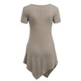 thumbnail image 3 of Made by Johnny Women's V-Neck Asymmetrical Tunic Top XXL TAUPE, 3 of 6