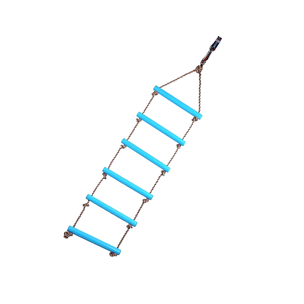 Kids Heavy Duty 6 Rungs Climbing Rope Ladder Summer Outdoor Swing Toy Blue 