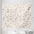thumbnail image 1 of Puppy Tapestry, Pastel Repetitive Animal Pattern Happy Dogs Bones in Beige Color Palette, Fabric Wall Hanging Decor for Bedroom Living Room Dorm, 5 Sizes, Pastel Brown and White, by Ambesonne, 1 of 1