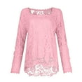 thumbnail image 5 of Women'S Tops, Solid Sheer Floral Lace Top Square Neck Long Sleeves Embroidered Retro Boho Tops Womens Swim Shirt Going Out For Women Sleeve Tops Casual Western Casual Tops (L, Pink) ZMTing, 5 of 5