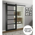 thumbnail image 3 of Quadro 4522 Matte Black 28-in x 96-in with Clear Glass Sturdy Barn Door | 6.6FT Rail Hangers Heavy Hardware Set | Solid Panel Interior Doors, 3 of 6