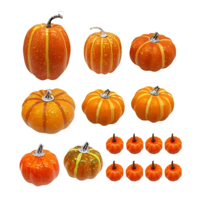 16 piezas de calabazas de espuma para la de otoño, calabazas decorativas, calabazas falsas para fiestas, cocinas, centros de mesa, cestas de