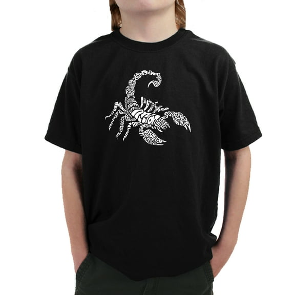 LA Pop Art Boy's Word Art T-shirt - Types of Scorpions