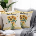 thumbnail image 2 of Waterproof Throw Pillow Covers Set of 2, 24x24 Inch Spring Sunflower Decorative Pillowcases Outdoor Pillow Slip Cushion Covers Set for Couch Tent Yellow Butterfly Plaid Beige Vintage, 2 of 7