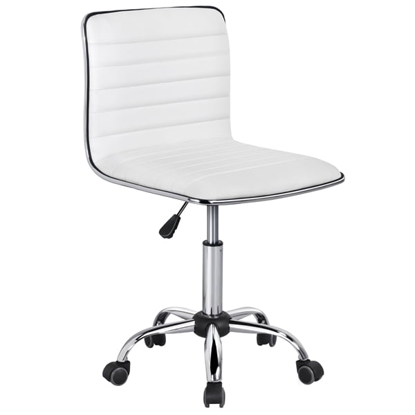 Yaheetech Adjustable Pu Leather Low Back Armless Desk Chair Ribbed Swivel Task Office Com Yaheetech Adjustable Pu Leather Low, Armless Leather Office Chair