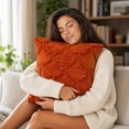thumbnail image 6 of SLYNSHome Fall Throw Pillow with Insert,Orange Embossed Maple Leaf 45x45 cm Soft Plush Cushion, Autumn Decorative Pillow for Sofa Couch Living Room Thanksgiving Home Decor, 6 of 7