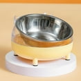 thumbnail image 6 of 15 degree Tilted Elevated Cat Bowls Water Bowls with Stand Feeding Station Stainless Bowl Non Raised Dish for Indoor Cats Puppy Kitten Yellow, 6 of 7