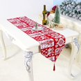 thumbnail image 3 of Manteles de Navidad, caminos de mesa de Navidad, mantel de cama de Navidad, camino de mesa largo de algodón de 35x180 cm con pompones para vacaciones, fiestas, banquetes, Acción de Gracias (rojo) JAMW Sencillez, 3 of 5