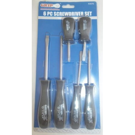 GRIP 6pc Screwdrivers Set Phillips Slotted Flat Hand Tools Kit