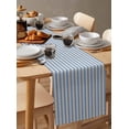thumbnail image 6 of ERUNPONLY Blue Striped Table Runner - 90 Inch Long Modern Simple Farmhouse Beige Vintage Cotton and Linen Blended Dress Scarves Farmhouse Table Runner for Kitchen Dining, Coffee Table, 13"x90", 6 of 8