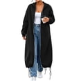 thumbnail image 5 of Kelon Women's Longline Zip Up Hoodie Sweatshirts, Oversized Fleece Cardigan Jacket, Casual Drawstring Hem Coat Tops, Comfy Soft Warm Outfits for Fall Winter, Daily, Travel & Lounge, XL, 5 of 8
