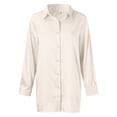 thumbnail image 4 of Womens Button Down Shirt Long Sleeve V Neck Dress Shirts Casual Loose Roll Up Work Blouse Tops Button Down Shirts for Women Long Sleeve Office Slim Fit Blouses Casual Business Silk Tops with Pocket, 4 of 5