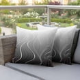 thumbnail image 2 of Outdoor Waterproof Pillow Covers Black Ripple White Abstract Line Decorative Throw Pillow Protectors,Pillowcase Cushion Cases for Patio Sofa Garden Couch,16x16in,Pack of 2, 2 of 14