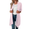 thumbnail image 2 of Women'S Three-Quarter Sleeve Casual Open-Front Jacket, Fashionable Front-Opening Light Coat Pink XXL, 2 of 9