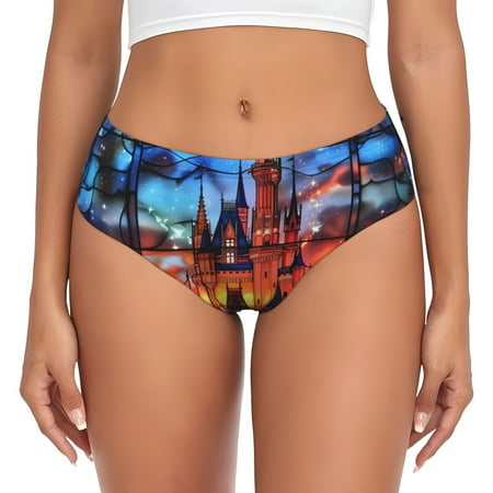 Sikiie Magical Stained Glass Castle Women s High Waisted Cotton Underwear Soft Breathable Panties Stretch Briefs Seamless Ladies Panties-4X-Large