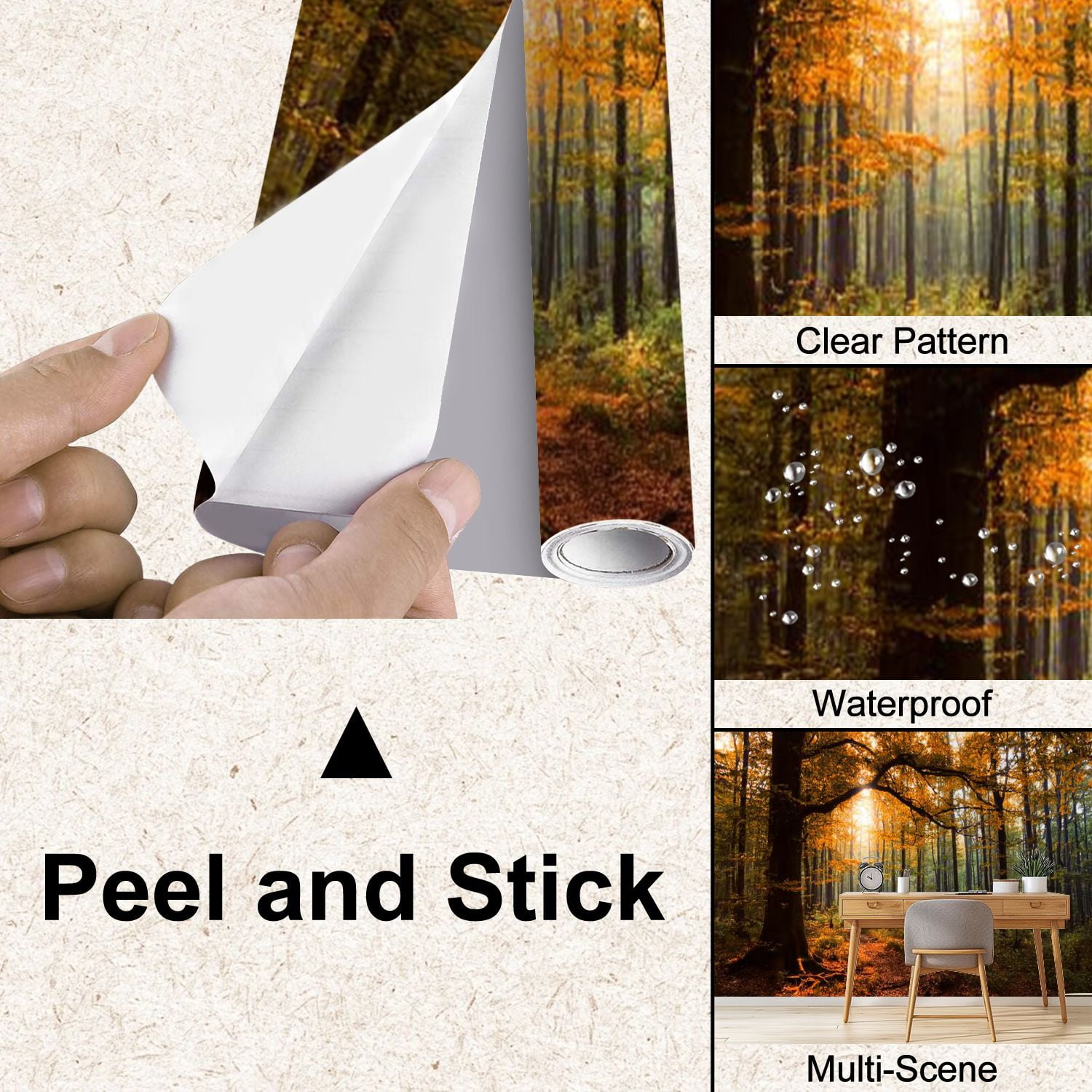 Peel and Stick Wallpaper Forest Modern Art Wall Mural Decor Self Adhesive and Removable 100in x 144in
