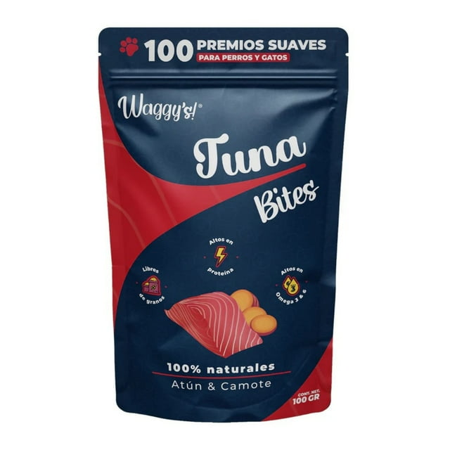 Premios Para Perro y Gato Waggy's Bites Sabor Atún y Camote 100 g