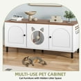 thumbnail image 4 of Uforic Cat Litter Box Enclosure with Legs, Wooden Cat Litter Box Furniture with Double Room for 2 Cats, White, 4 of 10