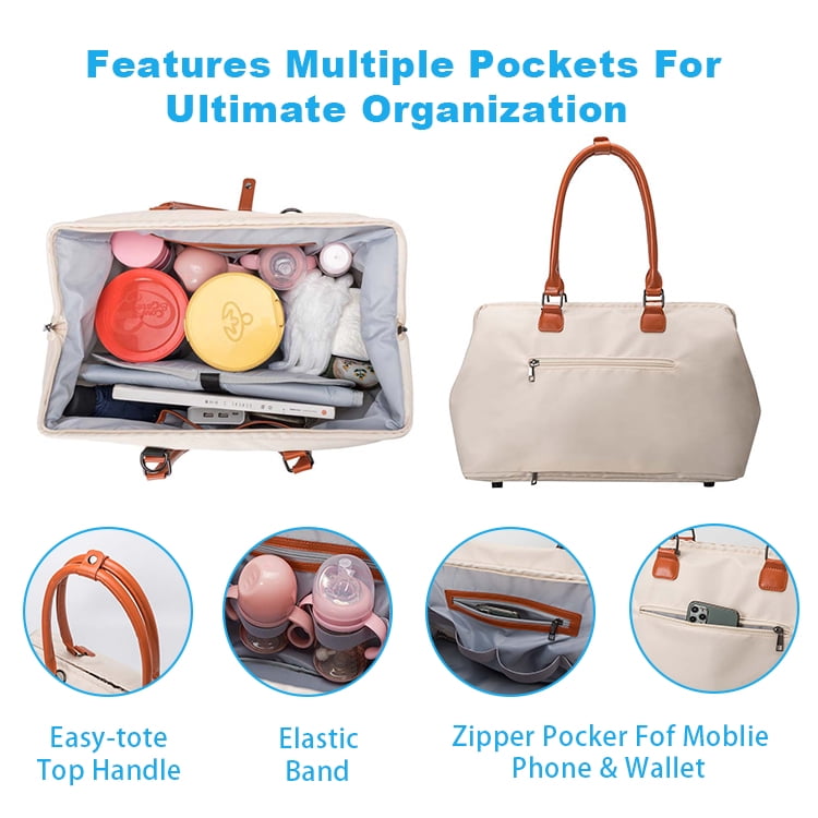 Baby Diaper Tote Bag with Changing Pad Large Capacity Mommy Bag Maternity Bag Travel Bag for Hospital & Functional Baby Care