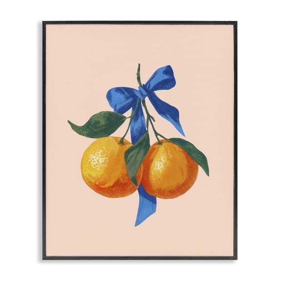Stupell Industries Farmhouse Two Oranges with Blue Bow Black Framed Giclee Art, 11 x 14, by Imagine It Images