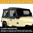 thumbnail image 5 of Kojem Convertible Soft Top Sailcloth for 1987-1995 Jeep Wrangler YJ Zip Out with Removable Upper Door Skins and Back Window Black Sailcloth 2 Door 9870215, 5 of 11