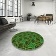 thumbnail image 4 of Ahgly Company Machine Washable Indoor Round Transitional Dark Lime Green Area Rugs, 7' Round, 4 of 7