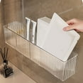 thumbnail image 6 of RUISINERY 2 Pack Acrylic Bathroom Organizers Wall Mounted Clear Storage Bins with 3 Compartments for Narrow Spaces and Offices, 6 of 6