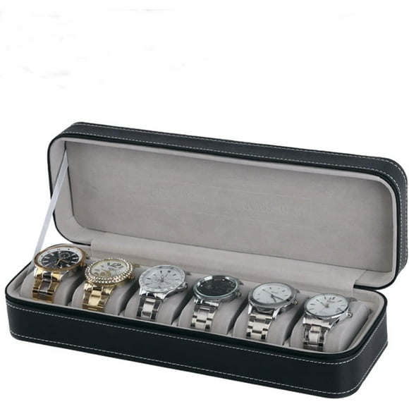 Watch Box for Men,6 Slot Watch Display Case Organizer Jewelry Storage Black
