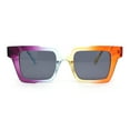 thumbnail image 2 of Womens Old Fashion Retro Horn Rim Plastic Rectangular Sunglasses Purple Blue Orange - Black, 2 of 4