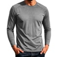 thumbnail image 2 of ZVAVZ Solid Long Sleeve T-Shirts for Men Ice Silk Crew Neck Athletic Tee Shirts Quick Dry Running Workout Tees Lightweight Stretchy Fitness Tops Gray XXL, 2 of 9