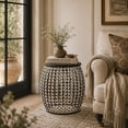thumbnail image 3 of DecMode 16" x 19" Black Metal Open Frame Accent Table with Crystal Embellishments, 1-Piece, 3 of 13