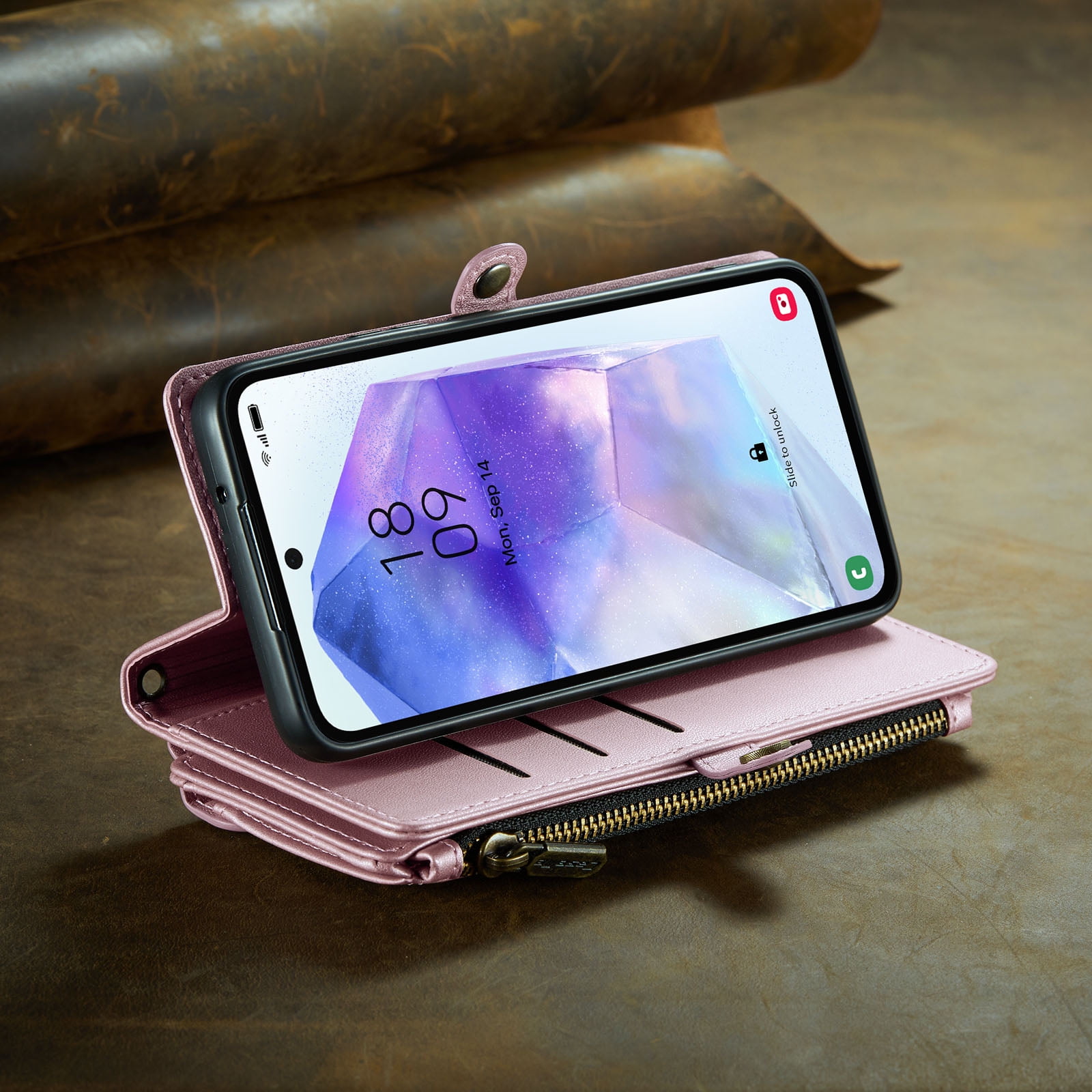 TECH CIRCLE Wallet Phone Case for Samsung Galaxy A54 5G (6.4") 2023 - Stylish Crossbody Phone Case with Shoulder/Wrist Straps, Lightweight PU Leather Cover with Card Slots & Pocket, Pink