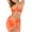 Orange, variant on Women Charming With Chest Pad Without Underwire Printed Halterneck Split Bikini Three Piece Swimsuit for Vintage Birthday Party Beach Evening