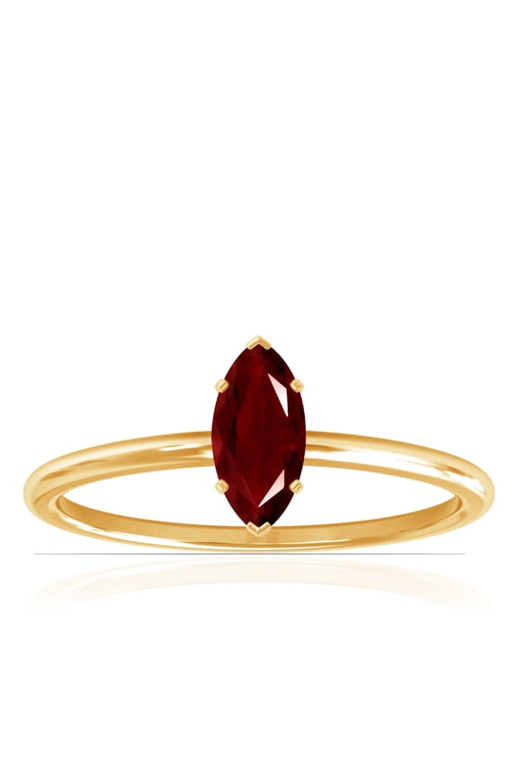 July Birthstone - Dainty Marquise Four Prong Ruby Solitaire Ring (Grade - AAA | 0.85cts.)