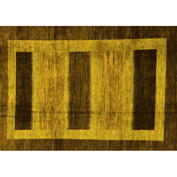 Ahgly Company Machine Washable Indoor Rectangle Abstract Yellow Modern Area Rugs, 5' x 8'