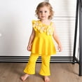 thumbnail image 6 of Amidoa Girls Summer 2 Piece Outfits Cute Sleeveless Tops Tops and Casual Pants Kids Clothing Set Yellow Size Yellow Size 6, 6 of 9