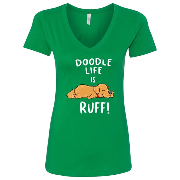 Inktastic Doodle Life is Ruff Golden Doodle Women's V-Neck T-Shirt