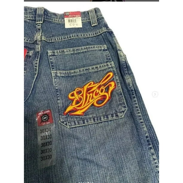 JNCO JEANS baggy jeans 34×30 JNCO Jeans New Y2K Harajuku Hip Hop Letter Embroidered