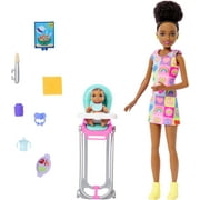 Barbie Skipper Babysitters Inc & Playset, Includes Doll, Baby, and Mealtime Accessories, 10 Piece Set