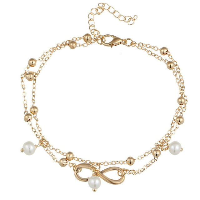 Minnieouse Tobilleras con dije infinito de cadena en capas de oro/Color de estilo veraniego para mujer, de tobillo en el pie, tobillera, cadena para Ropa, zapatos y accesorios Miscelánea No.02 Minnieouse PS5870-02