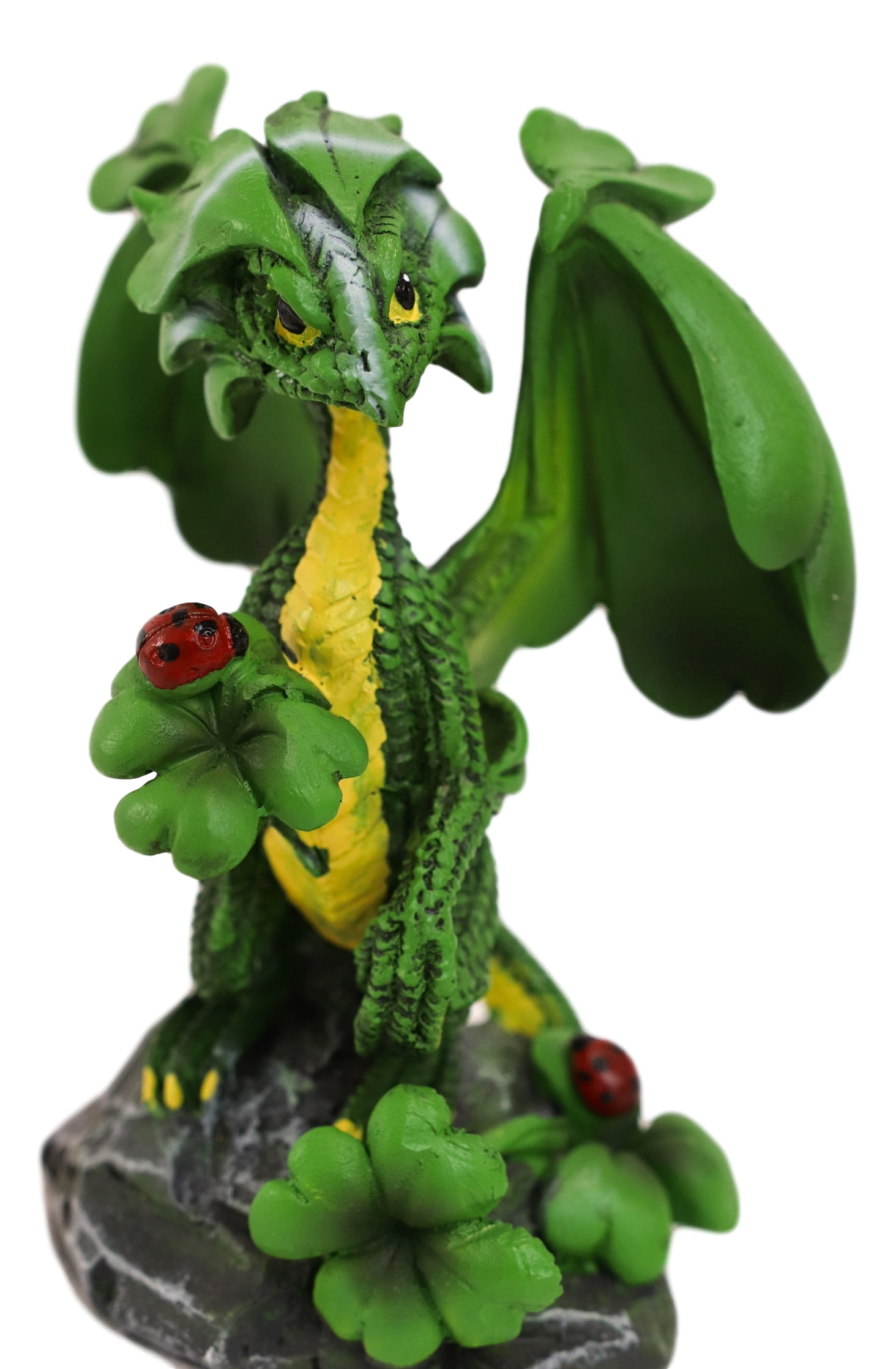 Ebros Green Irish Lucky Clover Dragon with Ladybugs Statue by Stanley Morrison