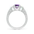 thumbnail image 2 of ANGARA Natural Three Stone Round 1.15 ct Amethyst and Diamond Ring in 14K White Gold for Women (Size-7mm) | February Birthstone, Birthday, Anniversary, Jewelry Gift for Women | Natural Amethyst Ring, 2 of 8