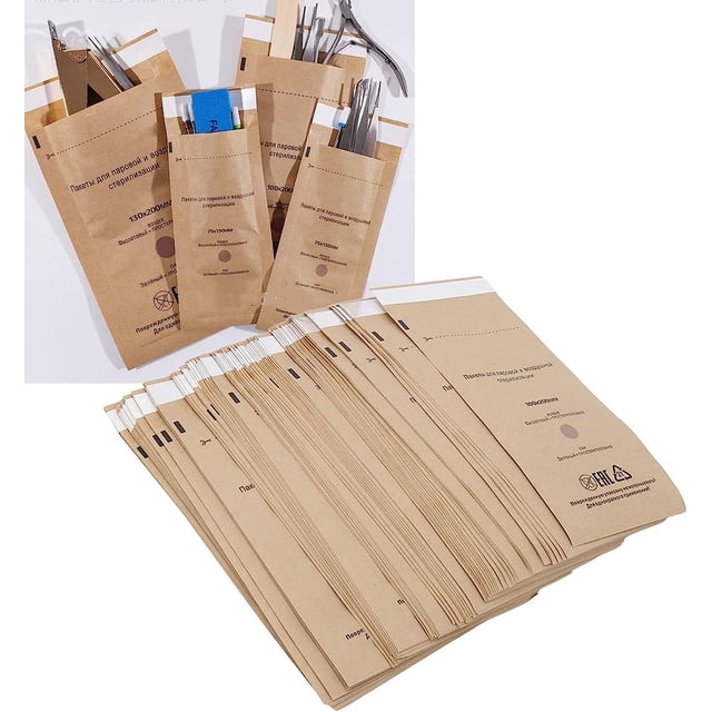 100 Bolsas de Limpieza Desechables para Decoración de Uñas, Bolsas de Esterilización, Bolsa para Máquina Limpiadora UV de 100 X 200 Mm, Accesorio para Herramientas Cosméticas para